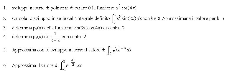 Sviluppo In Serie Di Taylor.Esercizi Per Il Recupero Sulle Serie Di Taylor Da Svolgere E Consegnare All